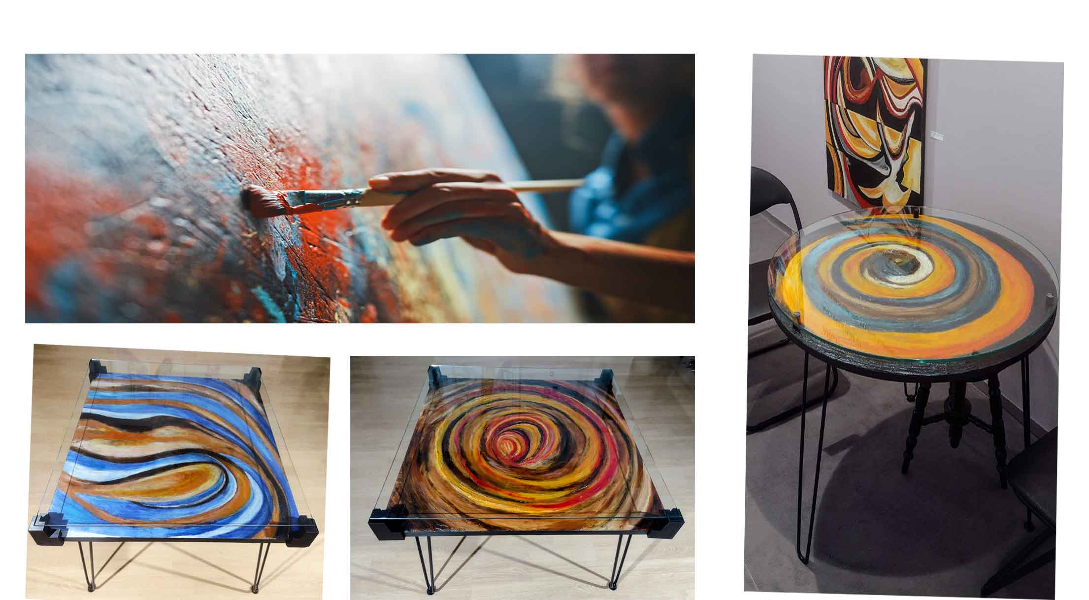 Kunst im Tisch- originale Bilder als Tischobjekte erleben- Marajana Design Image